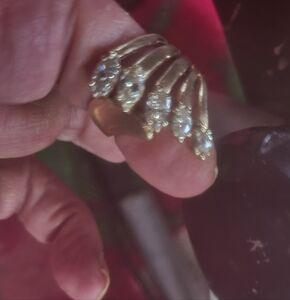 Gold Ring with Clear Gemstones